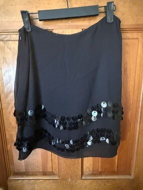 Worth Black Mini Skirt with Sequined Bands